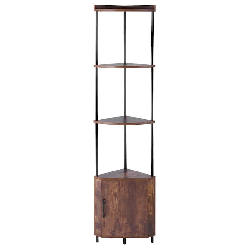 5 Tier Corner Stand with Smart LED Lights and Cabinet for Home Decor - 12 x 12 x 66.1 in