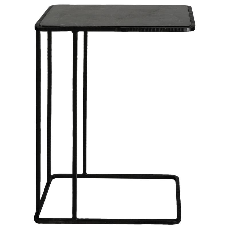 Pull Up Side Accent End Table with Bluestone Top - 24" - Black