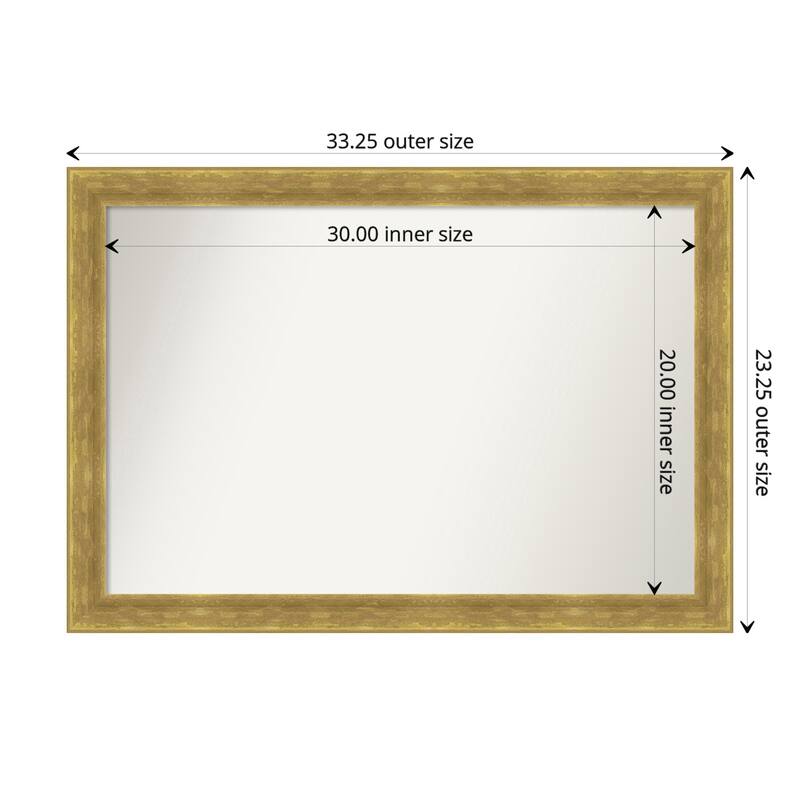 Angled Gold Framed Non-Beveled Custom Wall Mirror, Bathroom Vanity Mirror
