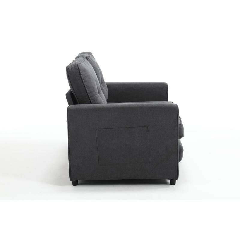 Velvet Sofa Bed with Storage Bags for Living Room or Guest Room, Space-Saving