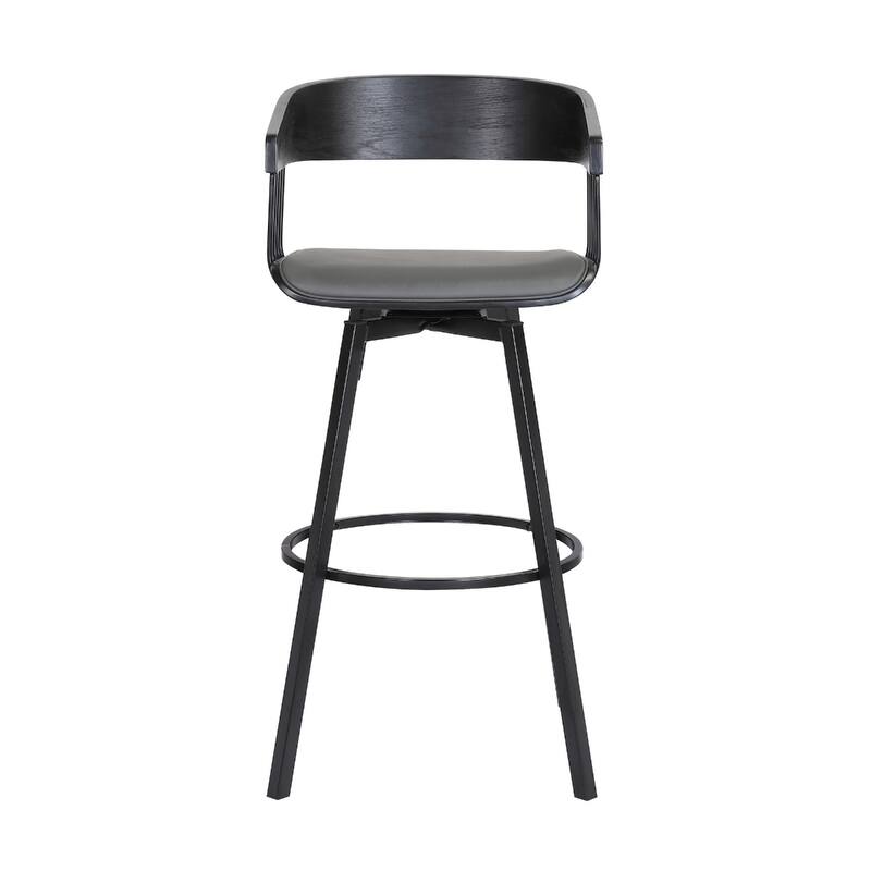 Modern Swivel Bucket Seat Bar Stool with Footrest and Armsrest Metal Frame for Kitchen Island