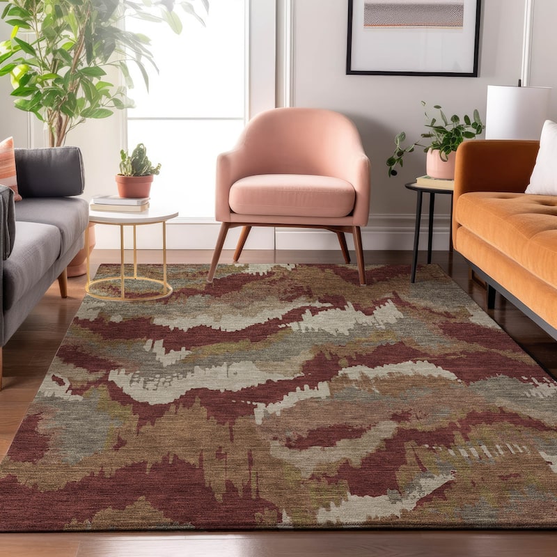 Premium Washable Super Soft Modern Ziggy Mayfield Rug - Paprika - 8' x 10'