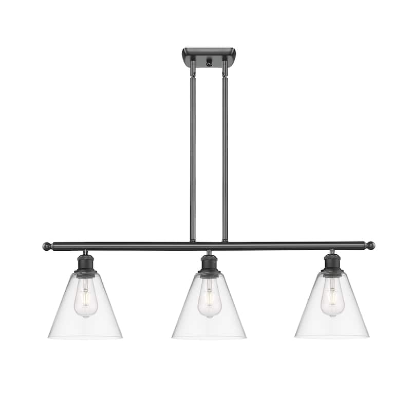 Innovations Lighting Berkshire - 3 Light 36" Stem Hung Island Light - Clear/Matte Black