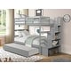 preview thumbnail 4 of 25, Twin over Twin Bunk Bed With Trundle, Stairway Storage Function, Grey