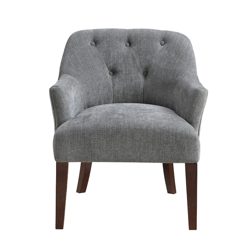 Beca Accent Armchair, Button Tufted Back, Sloped Arms, Gray Polyester