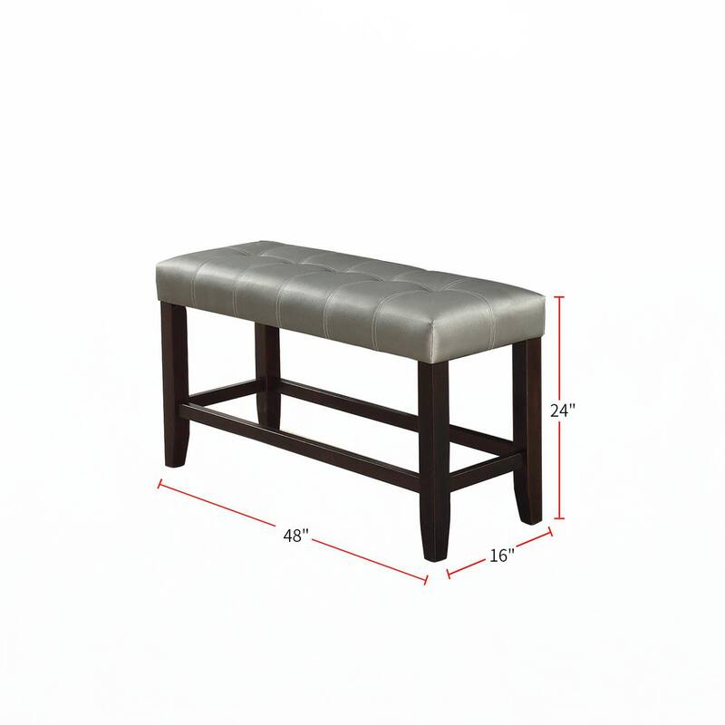 Counter Height 1pc Bench Silver Faux Leather