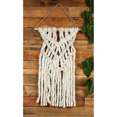Loominaire Rustic Macrame Wallhanging "Sariska" Hand Woven of Wool/Viscose - 16" x 24"