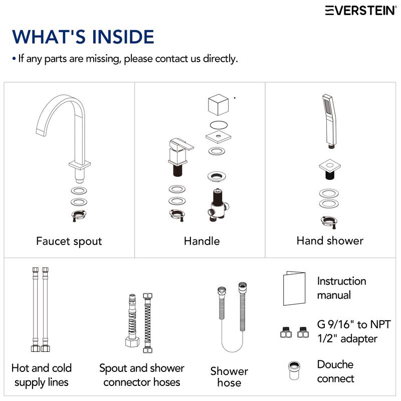 Modern Deck Mounted Bathtub Faucet Set with Diverter And Handheld Sprayer