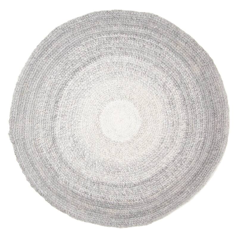 ECARPETGALLERY Braid weave Sienna Light Grey Wool Rug - 4'0 x 4'0
