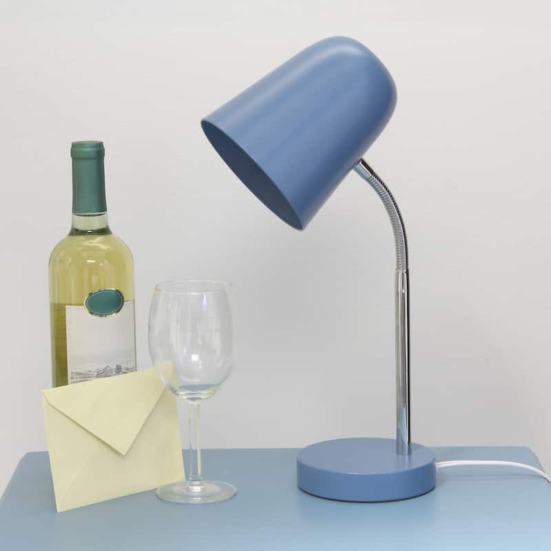 Minimalist Metal Gooseneck Desk Lamp with Adjustable Chrome Arm Modern Task Lighting Multiple Colors