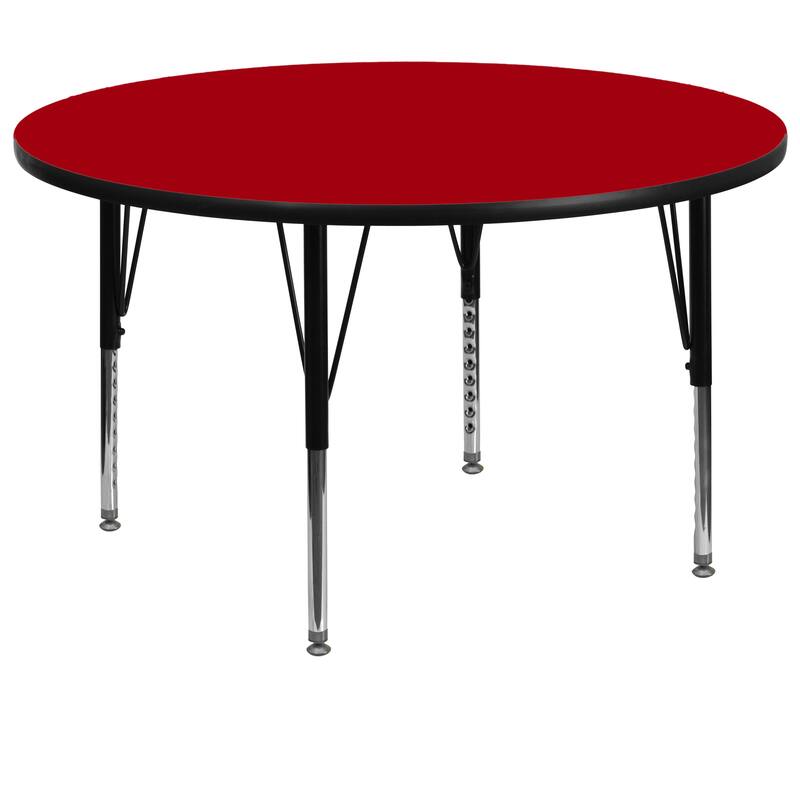 60'' Round Thermal Laminate Activity Table - Adjustable Short Legs - Red