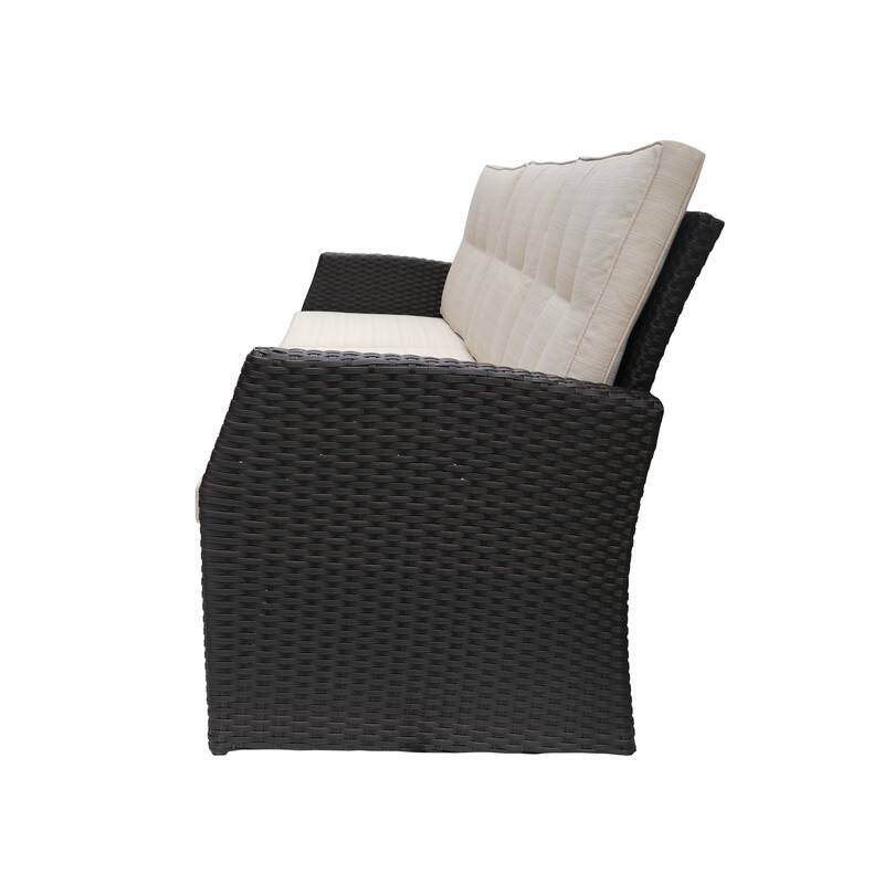 Sanger Outdoor 7 Seater Wicker Chat Set with a Fire Pit by Christopher Knight Home