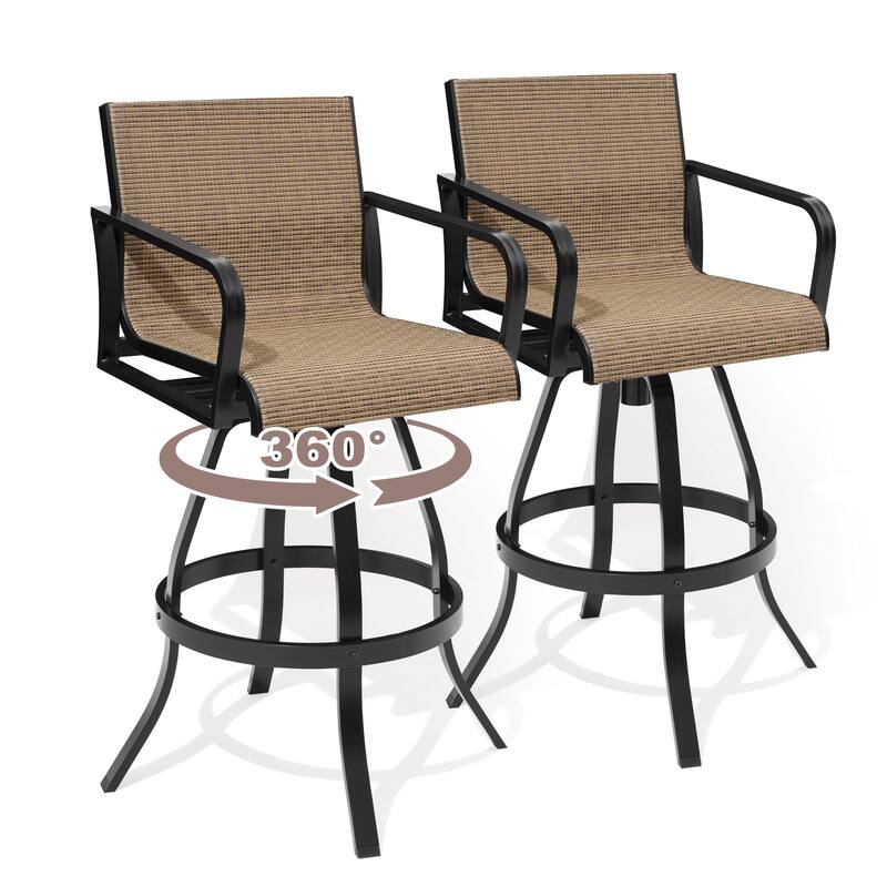 Outdoor Indoor Aluminum Swivel Patio Bar Stools Dining Chairs with Sunbrella Fabric