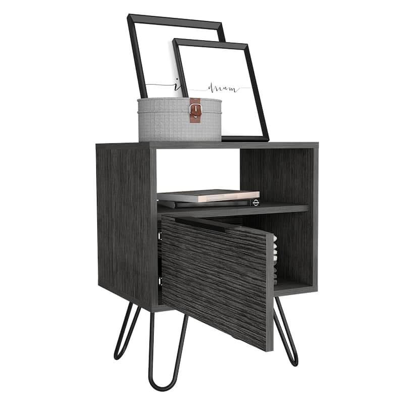 Nightstand With Single Drawer And Hairpin Legs