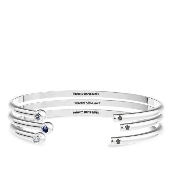 Shop Toronto Maple Leafs Engraved Sterling Silver Sapphire Cuff Bracelet Free Shipping Today Overstock 30626716