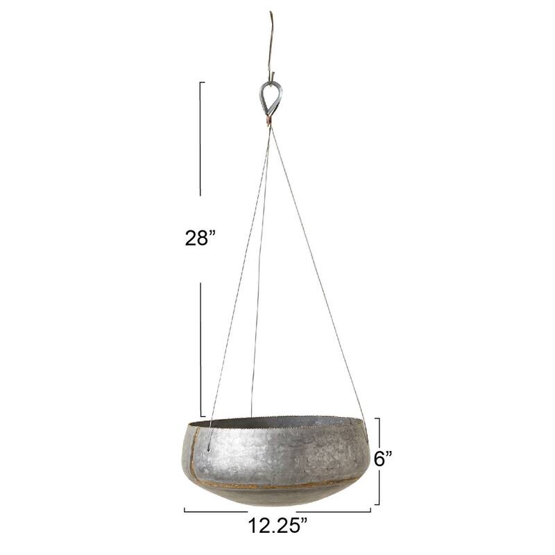 Grey & Gold Hanging Iron Planter
