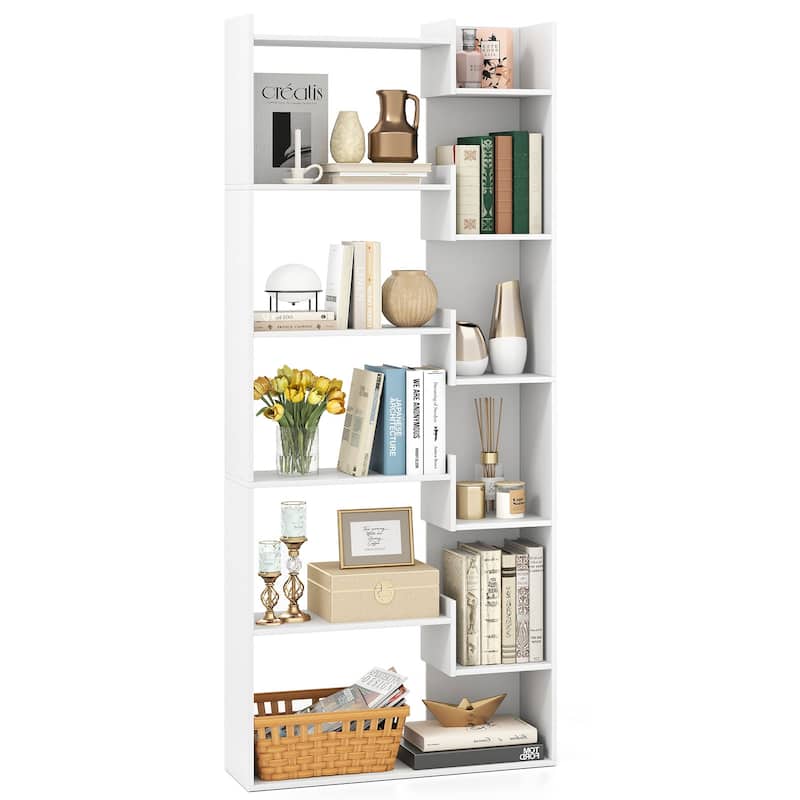 Costway 1/2 PCS 6-tier Bookshelf Tall Display Shelf with 11 Open - See Details - White-1 PCS