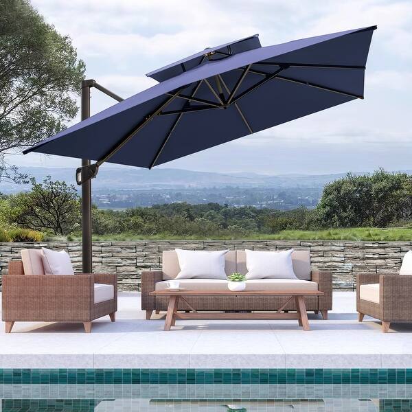 4-piece cantilever offset patio umbrella base stand w/ carry handles Cantilever Offset Umbrella Stand