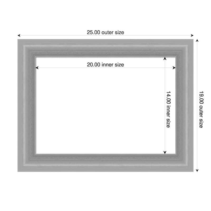 Amanti Art Peak Polished Nickel Narrow Framed Dry Erase Magnetic Board - 25 x 19 in