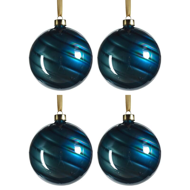 4.75" Pearl Luster Glass Ball Ornaments, Set of 4