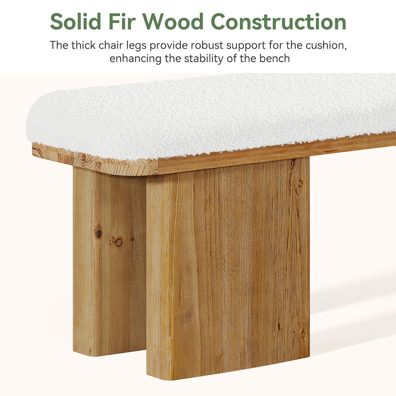 59.05-Inch Solid Wood Entryway Bench, Modern Upholstered End of Bed Bench, Long Ottoman for Bedroom, Entryway