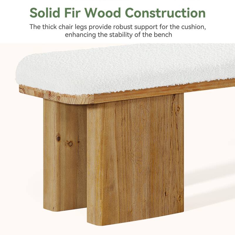 59.05-Inch Solid Wood Modern Bench, Upholstered End of Bed Bench