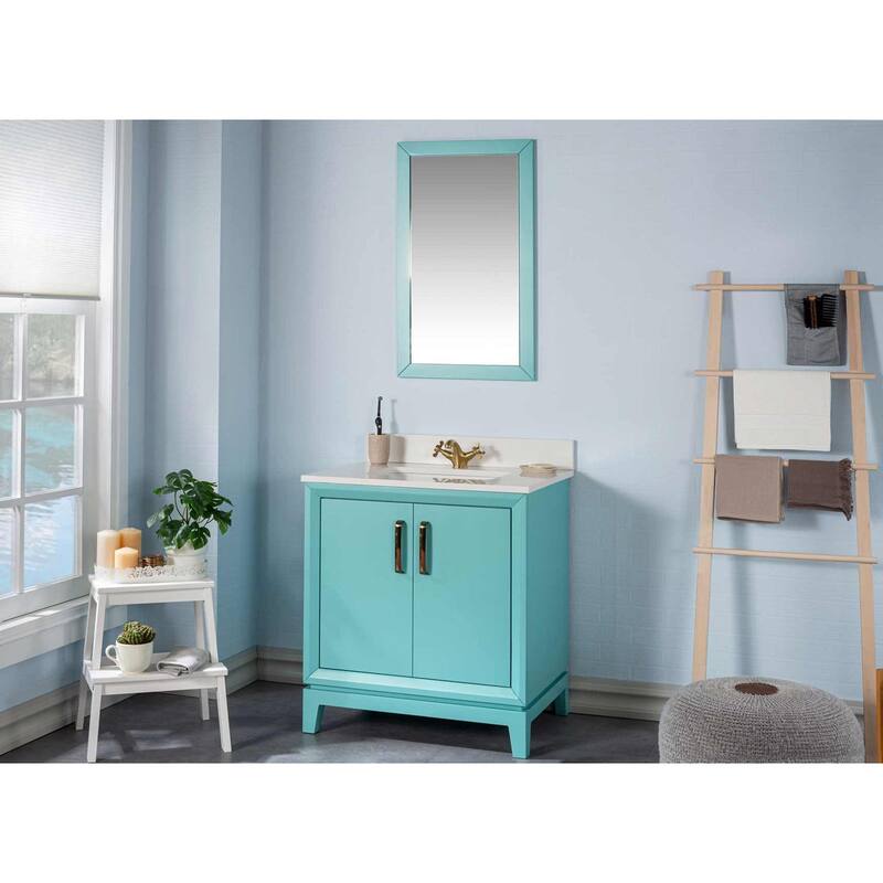 Fabia 30'' Free-standing Single Bathroom Vanity with Quartz Vanity Top & Mirror