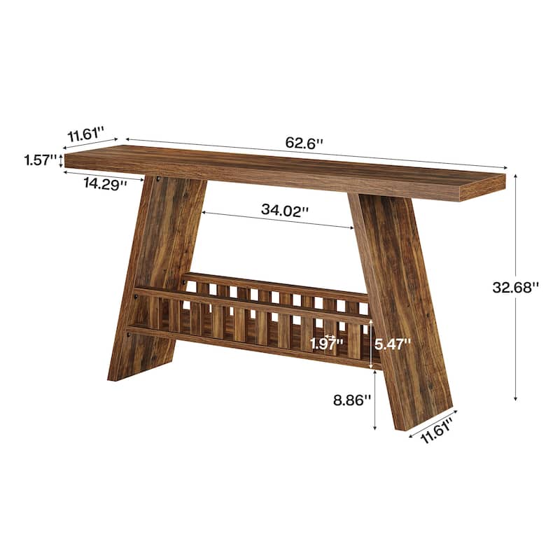 63 Inches Industrial Console Sofa Table for Living Room Entryway