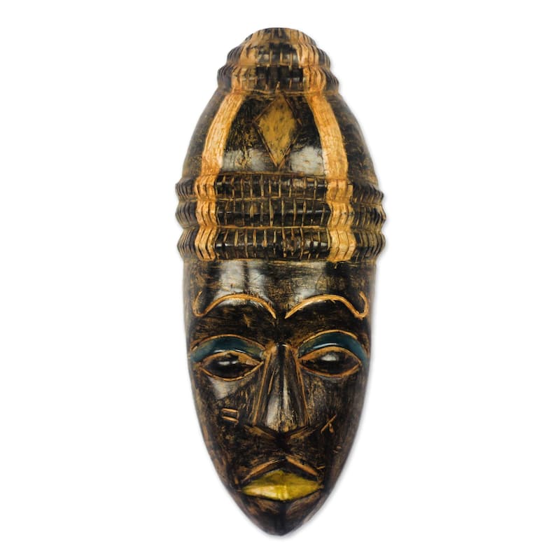 Novica Handmade Hat Wearer African Wood Mask