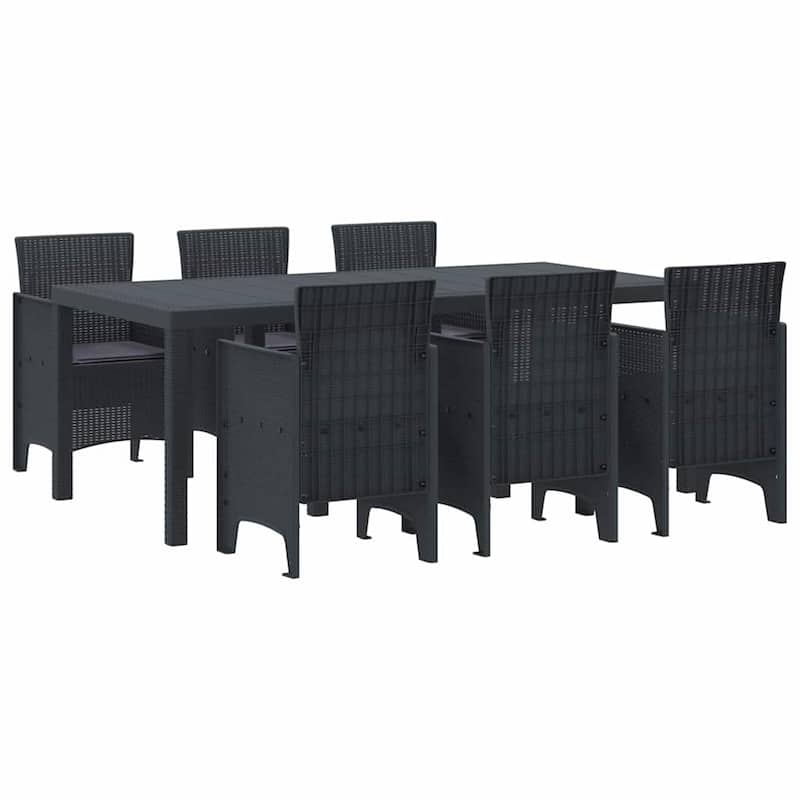 vidaXL Garden Dining Set 7/9 pcs Anthracite/Brown Polt rattan - 200 x 100 x 73 cm