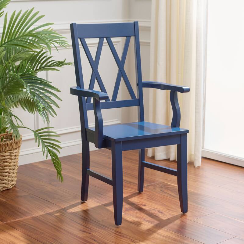 SAFAVIEH HOME Yelena Double X-Back Arm Chair - 18"W x 22"D x 39"H