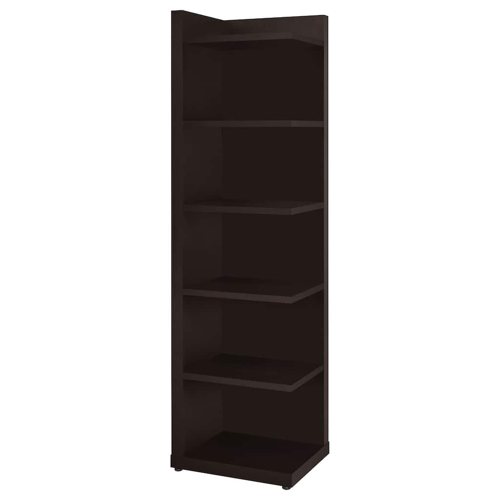 Alder 71-inch 5-shelf Corner Bookcase Cappuccino - 19.75" x 15.75" x 71.00"