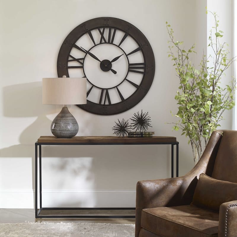 40" Bold Corso Bronze Finish Roman Numeral Wall Clock Rusted Finish