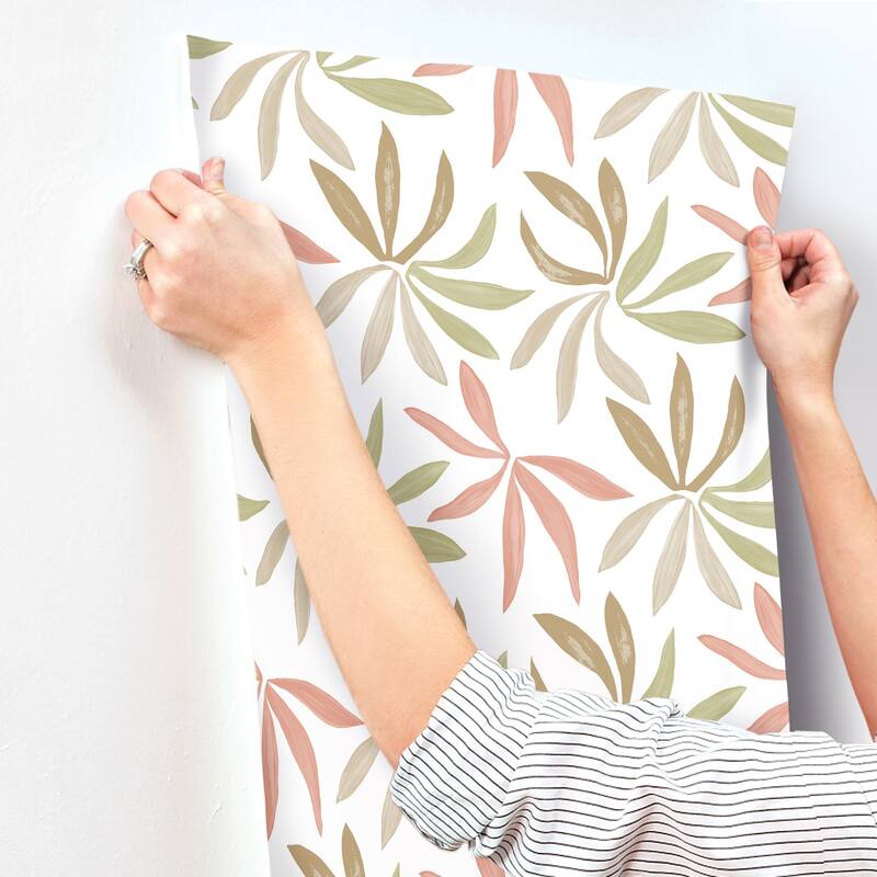 York Wallcoverings Little Garden Leaf and Coral Wallpaper