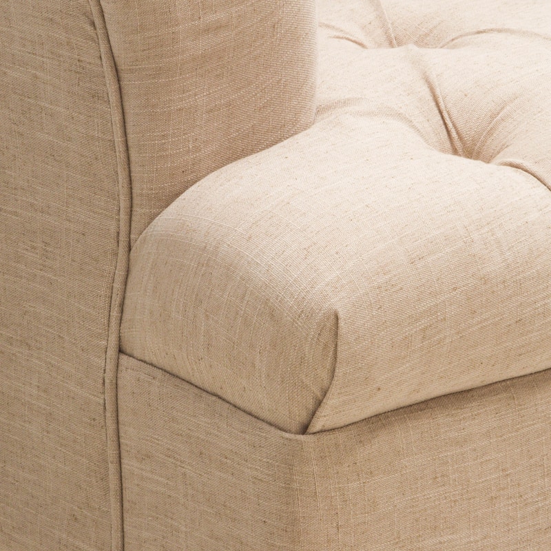 Roomfitters Upholstered Tufted Accent Chair, Classic Armchair with Wooden Legs, Beige