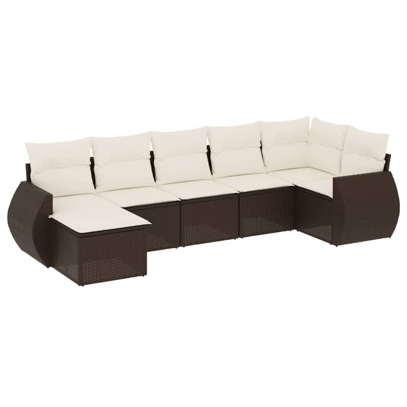 vidaXL Patio Sofa Set with Cushions Outdoor Furniture 8 Piece Poly Rattan - 21.7 x 21.7 x 14.6