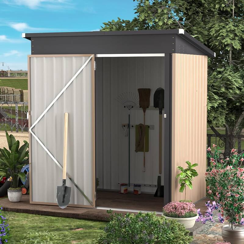 AECOJOY Outdoor Metal Storage Shed with Lockable Door