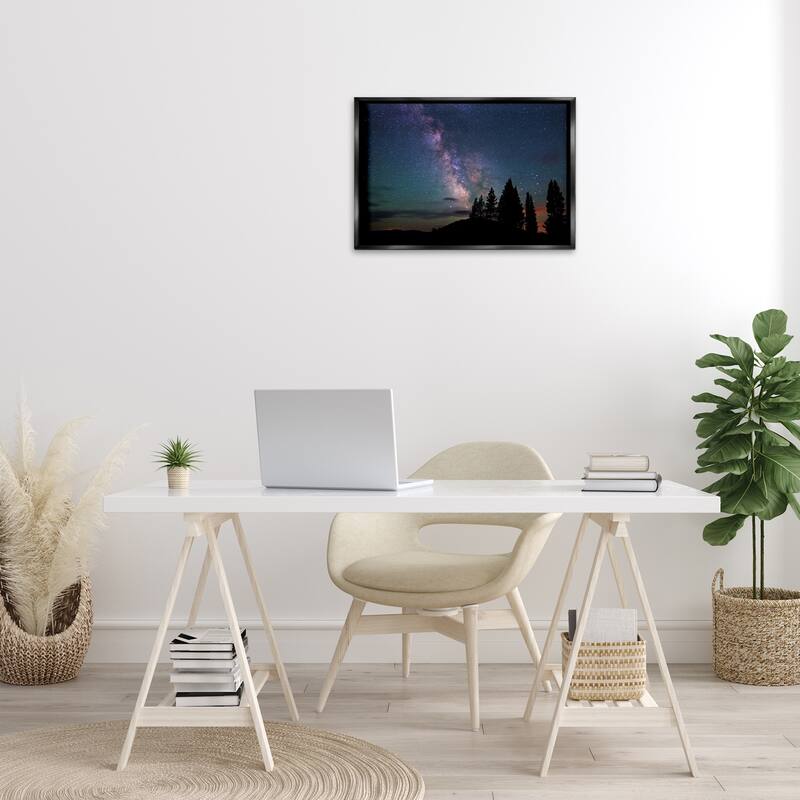 Stupell Silhouetted Forest & Night Sky Framed Floater Canvas Wall Art Design By Royce Bair