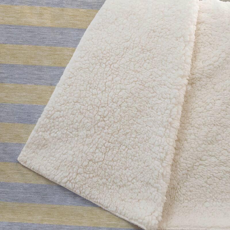 Premium Machine Washable Casual Stripes Sherpa Throw Blanket