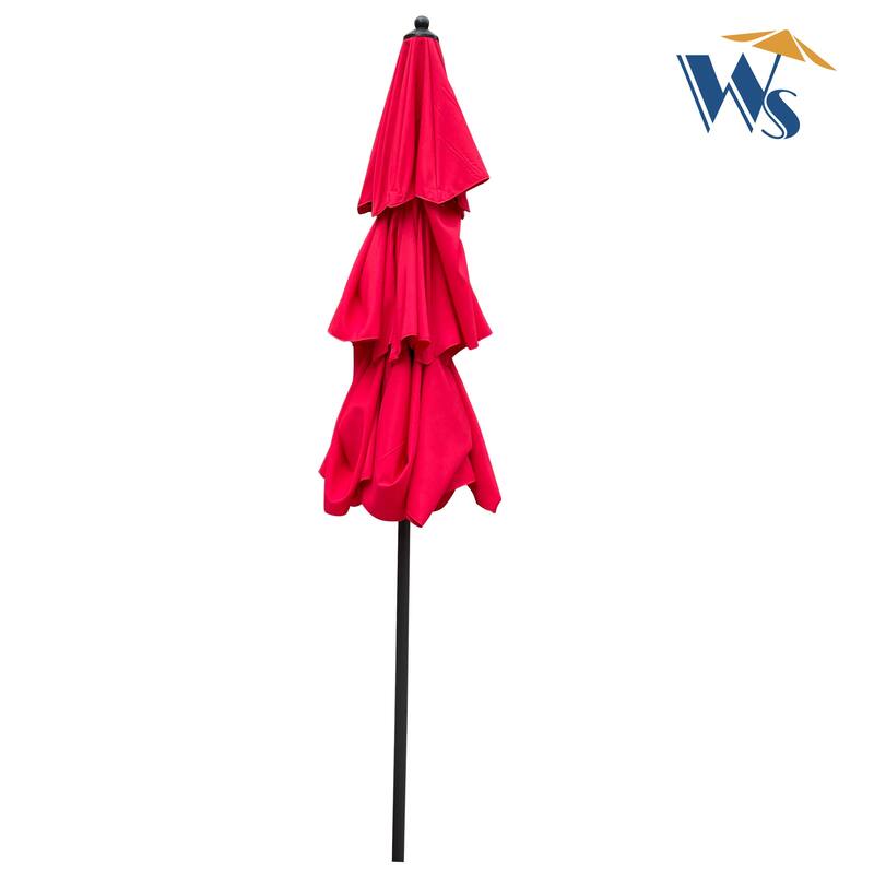 9Ft 3-Tiers Outdoor Patio Umbrella with Crank and tilt and Wind Vents Pool Shade Outside Deck Swimming Pool