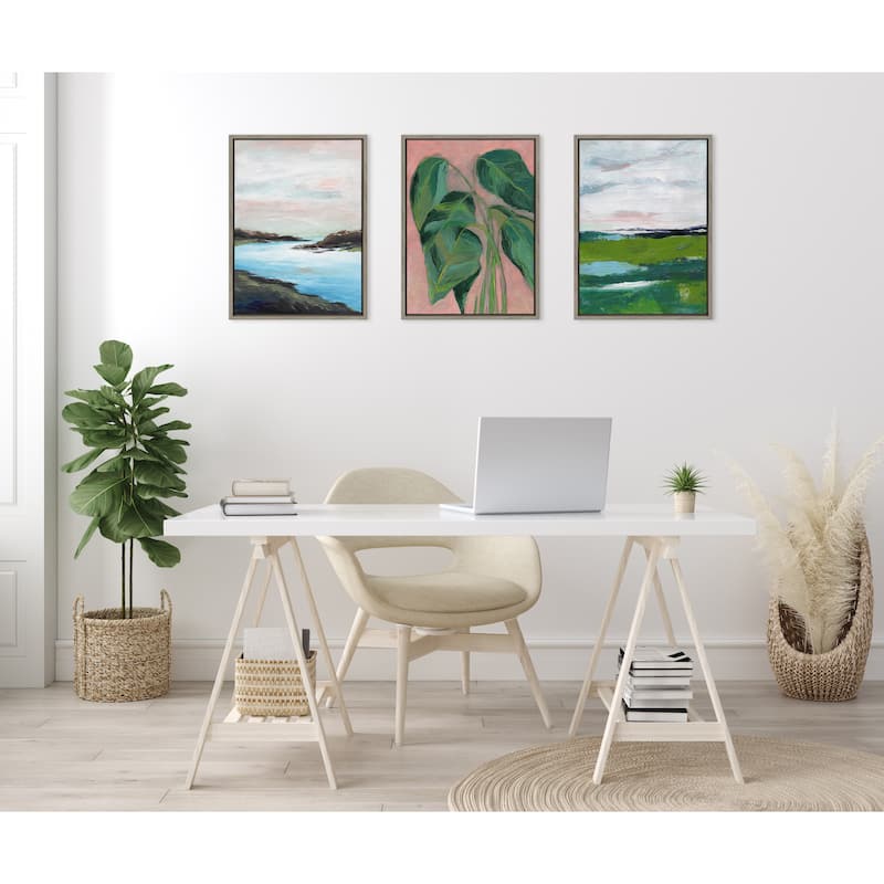 Kate and Laurel Sylvie Emerald Framed Canvas by Nikita Jariwala