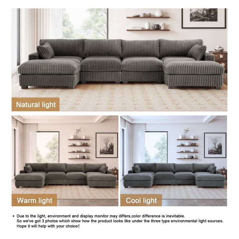 Modren Plush Oversized Modular Sectional Sofa Set with Chaise&Ottoman.