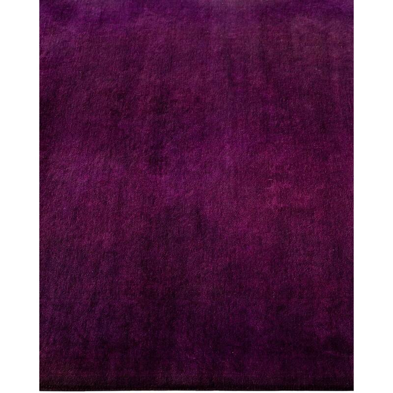 Overton Hand Knotted Wool Vintage Inspired Modern Contemporary Overdyed Purple Runner Rug - 3' 2" x 22' 6"