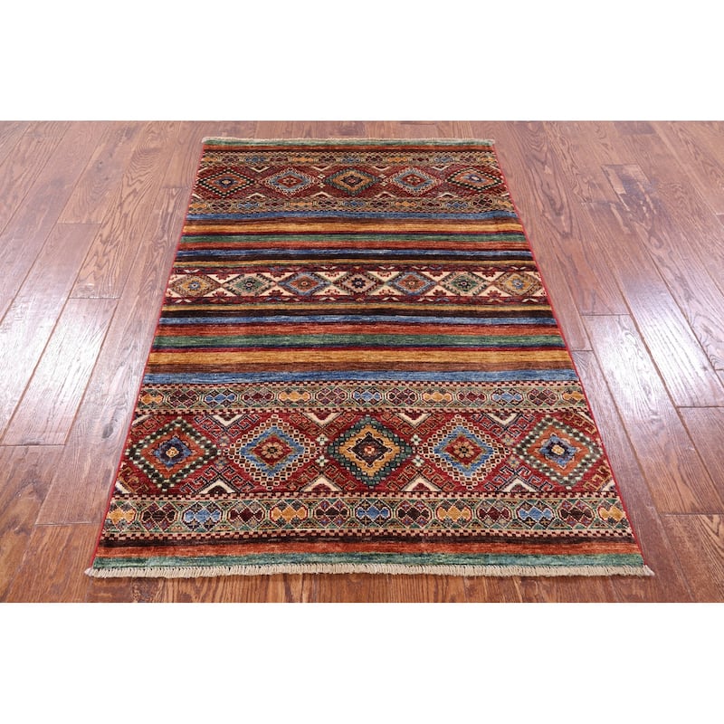 Golden Nile Khorjin Persian Gabbeh Handmade Wool Rug - 3' 2" X 4' 9"