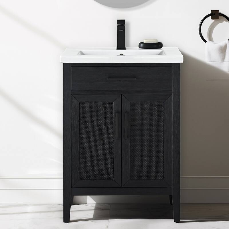Sudio Design Cove 24" Single Bathroom Vanity - 24" Single Sink - 24" Single Sink - Black Oak