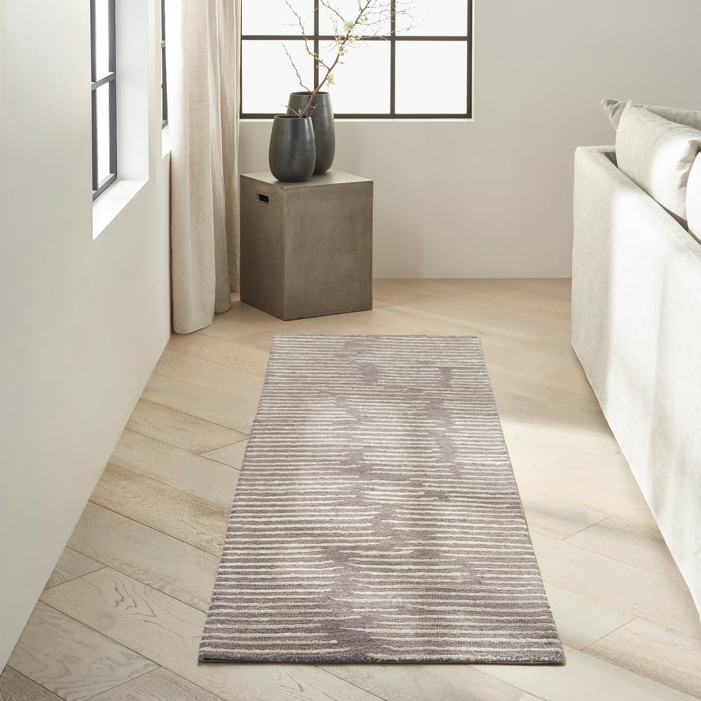 Calvin Klein Linear Modern Textured Shimmer Shag Area Rug