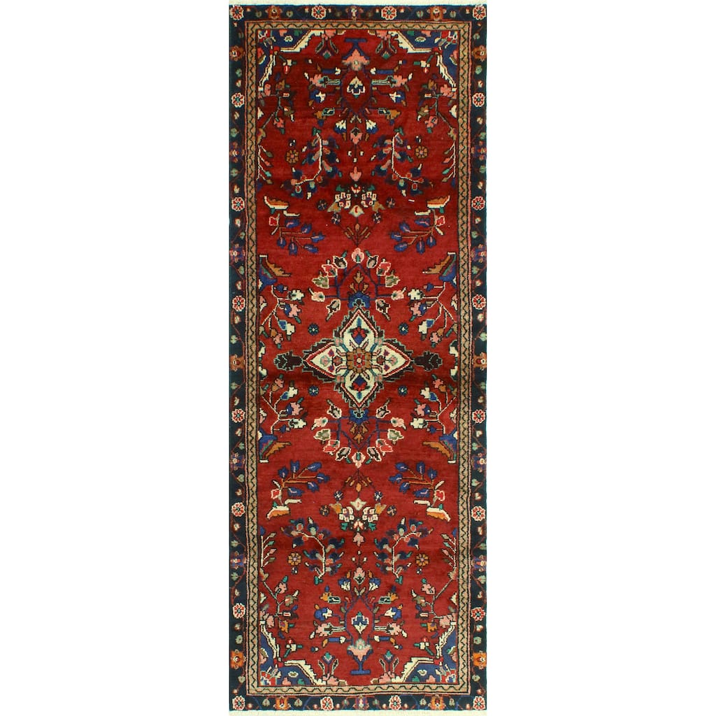 Noori Rug Fine Vintage Distressed Garry Red/Charcoal Runner - 3'5" x 9'9"