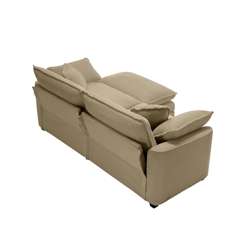 Corduroy Cloud Upholstered Modular L-Shaped Sectional Sofa with Removable Ottoman and 4 Pillows