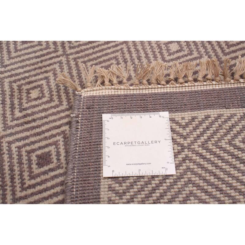 ECARPETGALLERY Machine Woven Lotus Mod Grey Wool Rug - 5'11 x 8'10