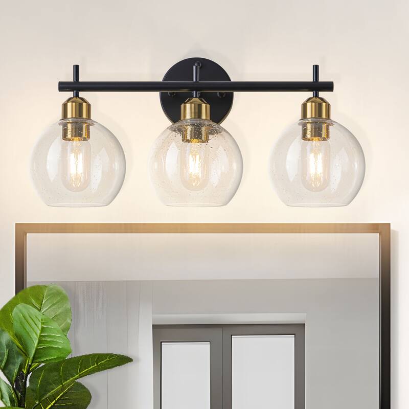 Starsky Modern 3-Light Dimmable Vanity Light with Seeded Glass Globes